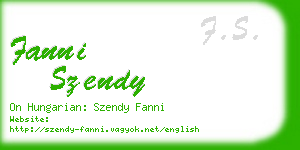 fanni szendy business card